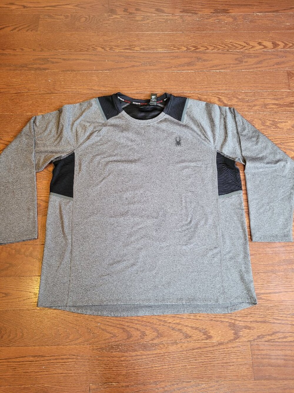 Spyder Mens Active Pullover Top Shirt L Gray Black Long Sleeve Stretch XXL